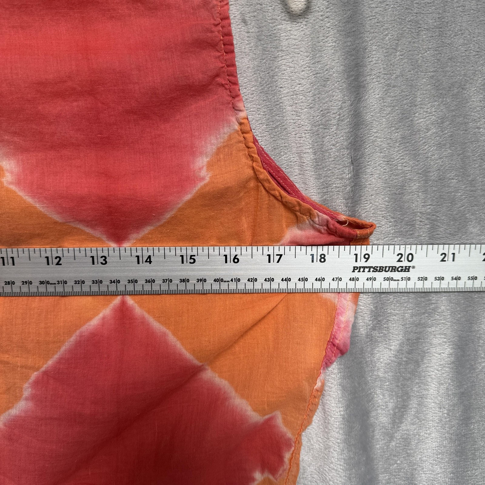 Route 66 Shirt Womens Large Orange Red Tie Dye Sleeveless Button Front Tie Top