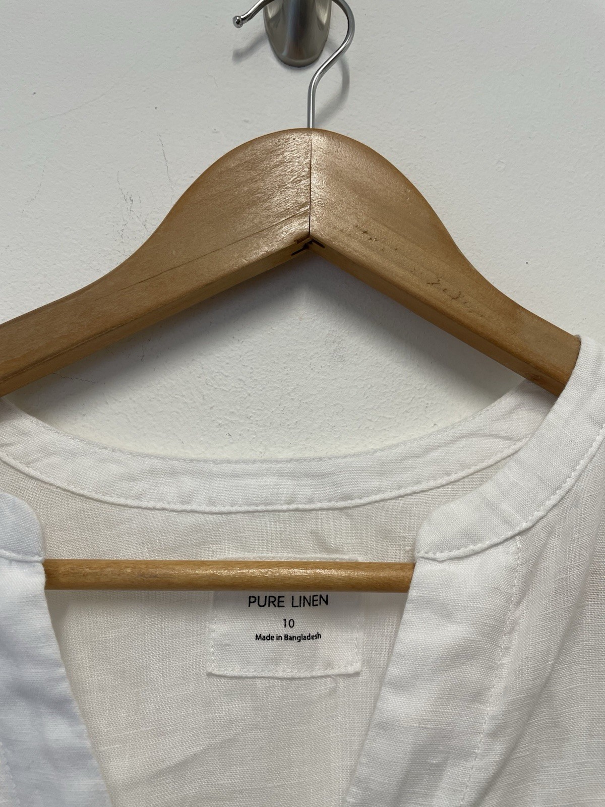 M&S 100% Linen Oversized Boxy Blouse Size 10 White Short Sleeve Holiday