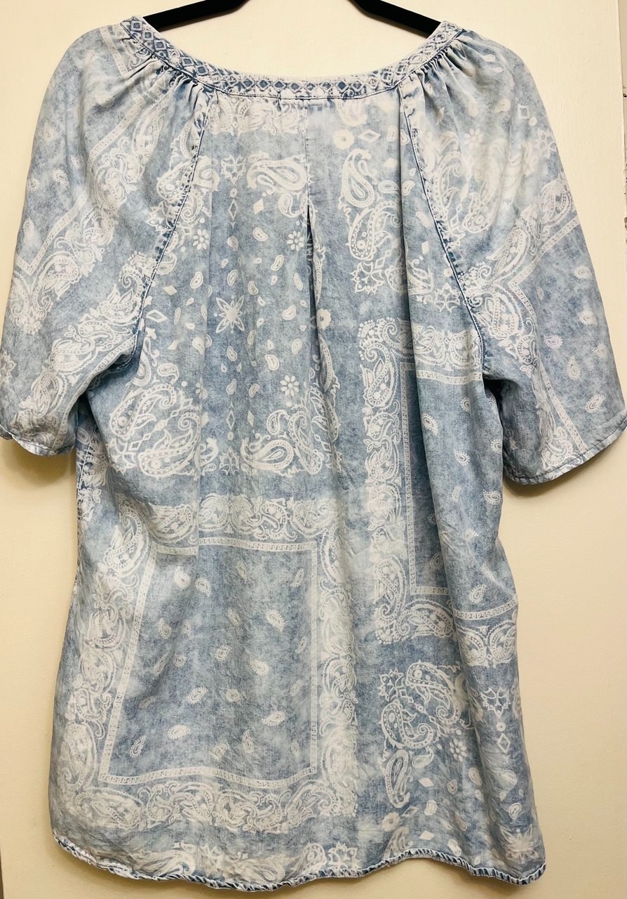 VINTAGE AMERICA BLUES Womens Top L Blue Raglan sleeve Lyocell Excellent