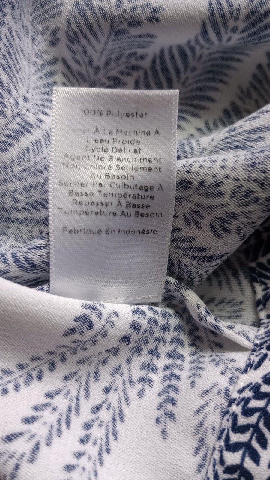 Talbots Women’s 22WP Tunic White With Blue Palm Tree Pattern