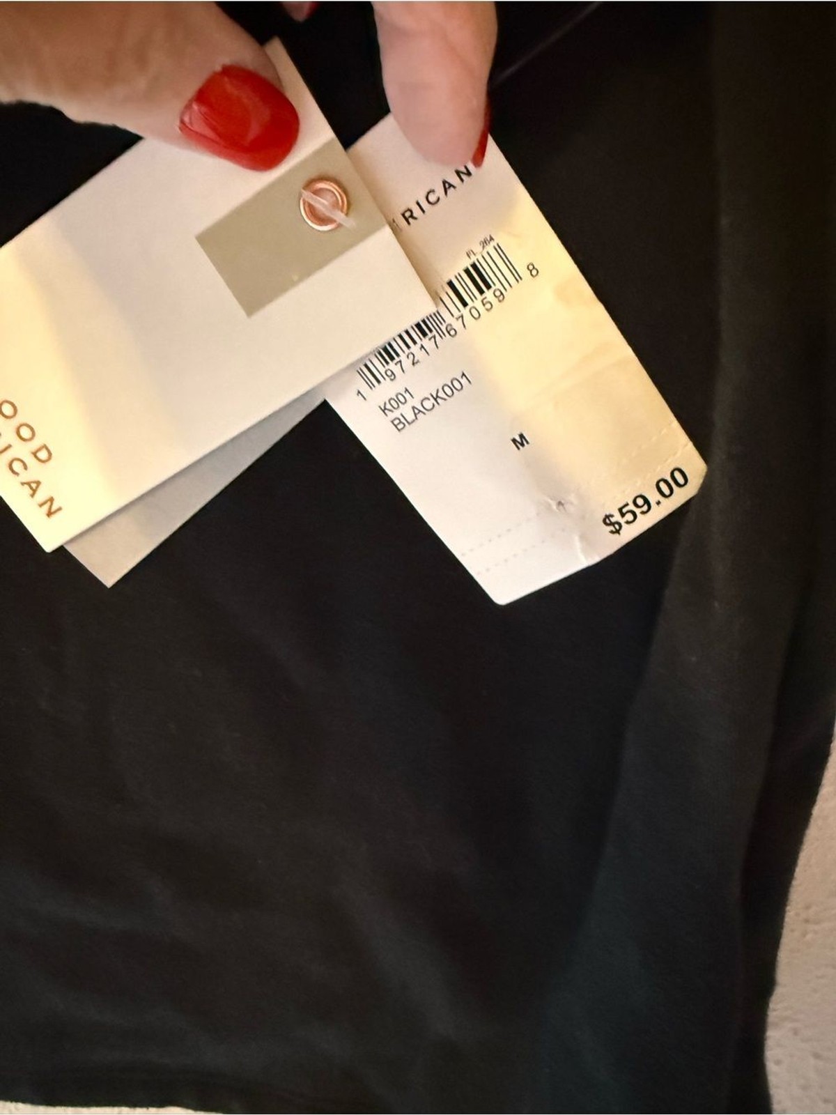NWT Good American Super Stretch Tee in Black001