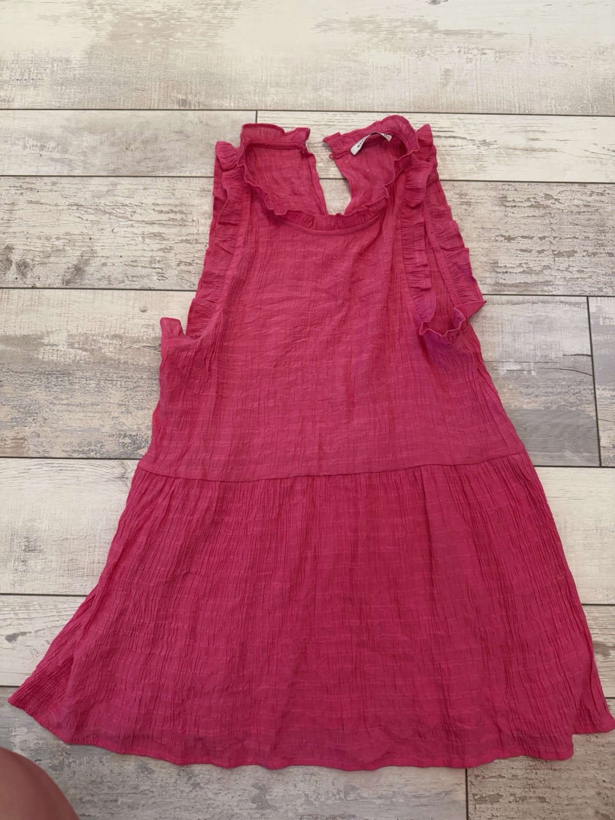 Staccato Pink Ruffle Peplum Top Women’s Small Sleeveless Textured Blouse