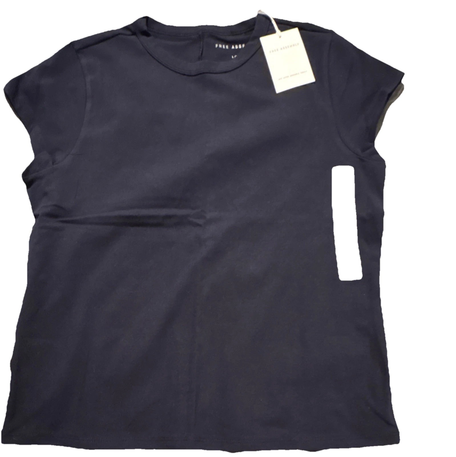 Women’s Navy Cotton Short Sleeve Crew Neck T-Shirt Size L by Free Assembly