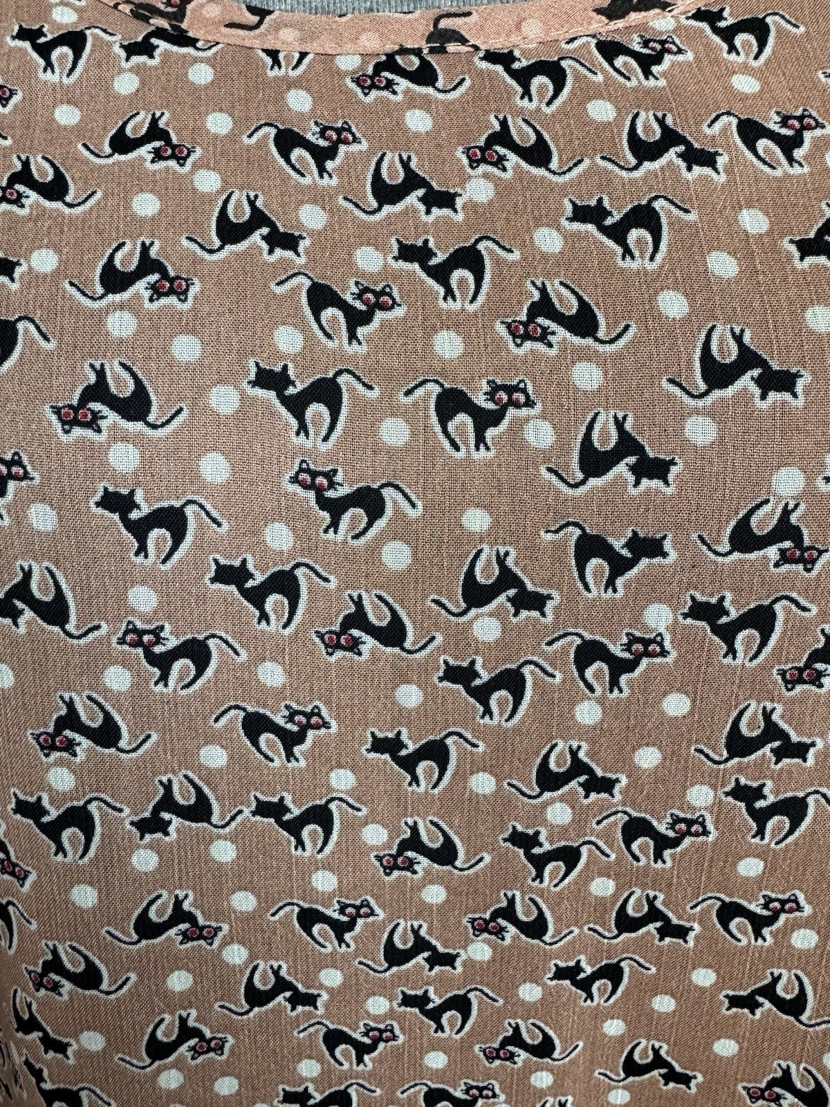 TCEC Women’s Small Racerback Tank Top Cat Pattern Blush Pink and Black