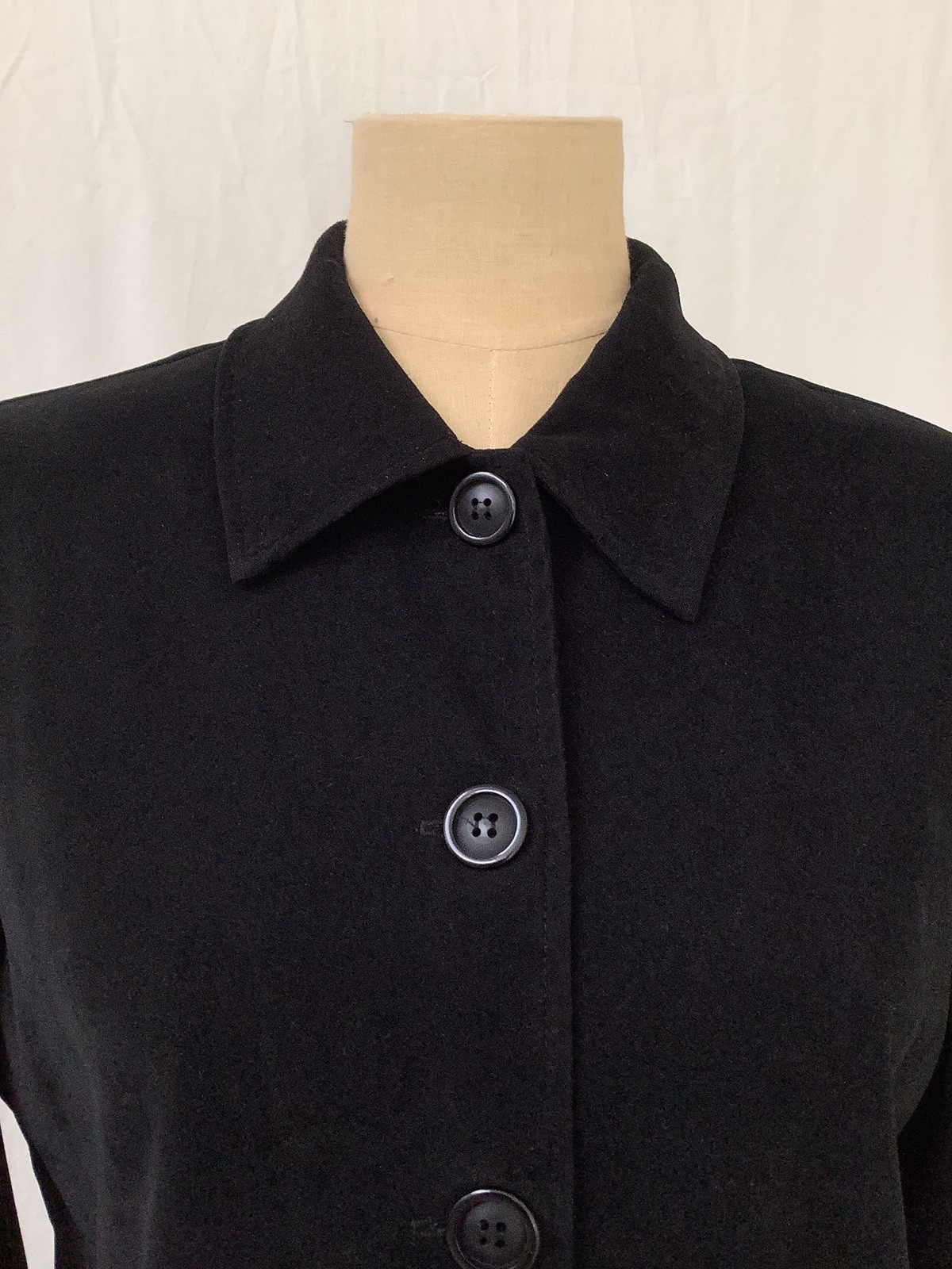 Briggs Jacket Top Blouse Shirt-Black-Polyester Spandex Blend-Button Close-PS