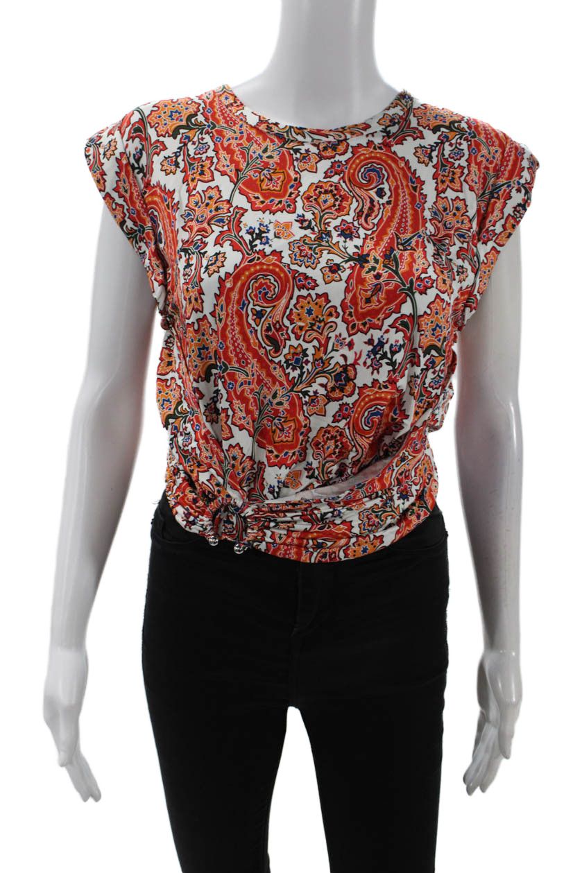 rabanne Womens Paisley Pierced Top – Cachemire Crème Size 34