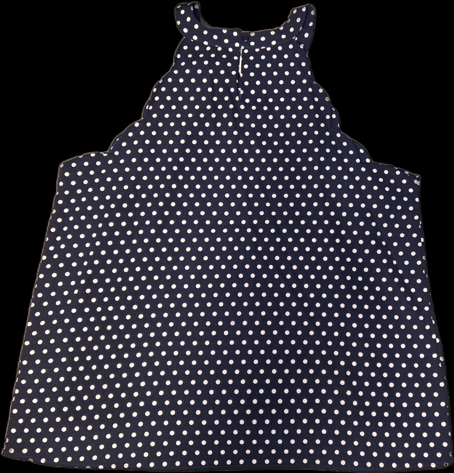 Monteau Blue/White Polka Dot Woven Scalloped Sleeveless Round Neck Button Top XL
