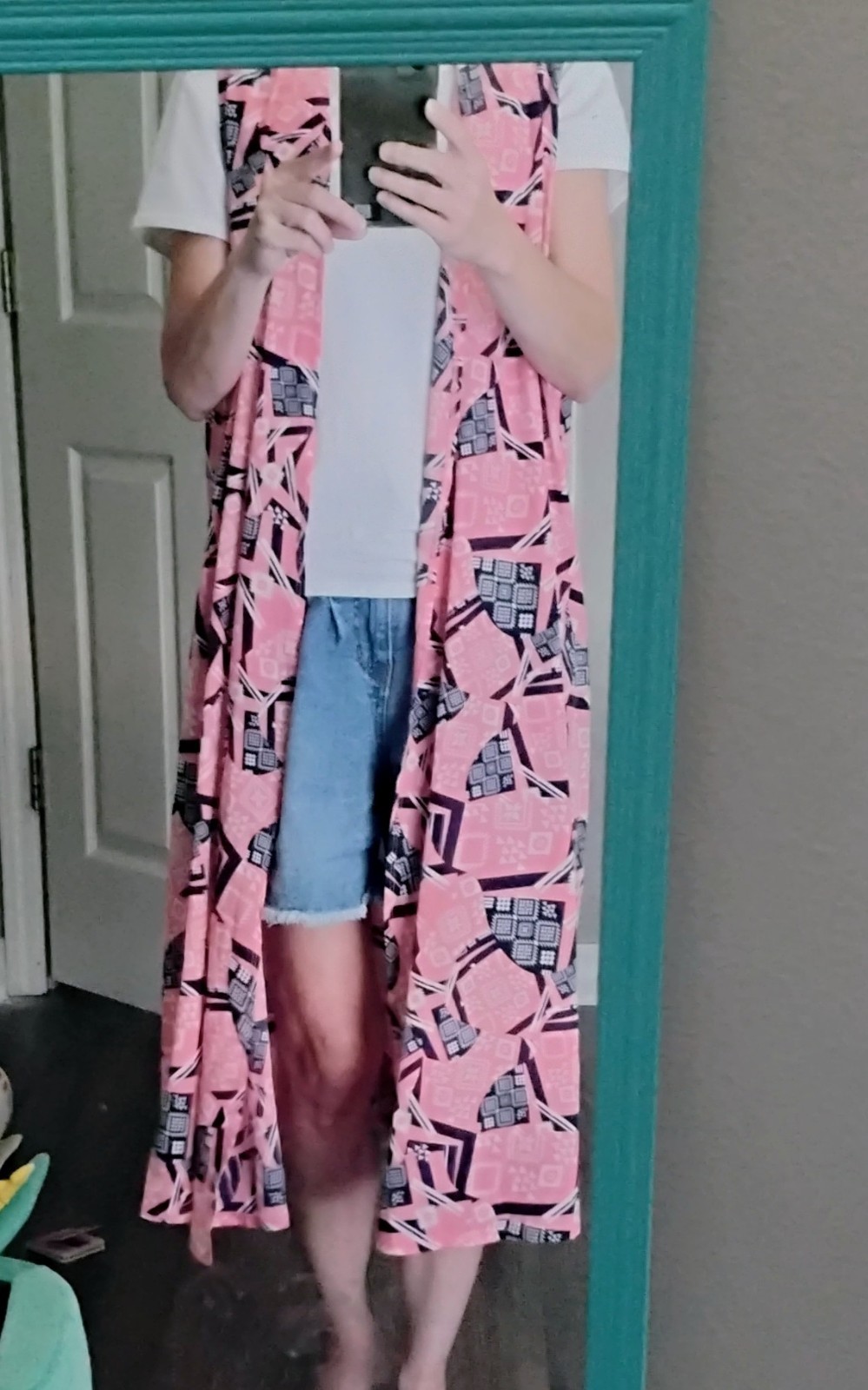 LulaRoe Duster Size M, Open Front, No Pockets, Flowy With High Slit