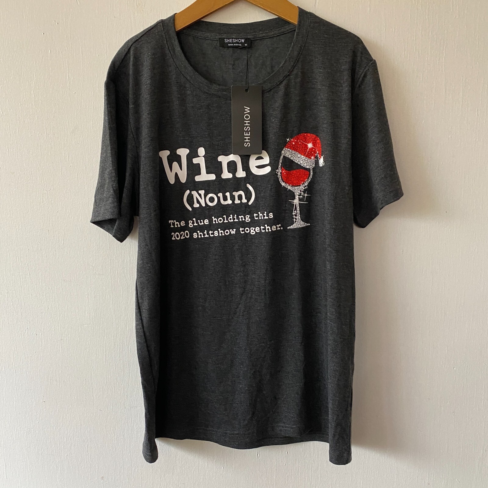 Wine Definition T-shirt Sheshow Womens Medium Gray NWT Wine 2020 Kitschy Gift
