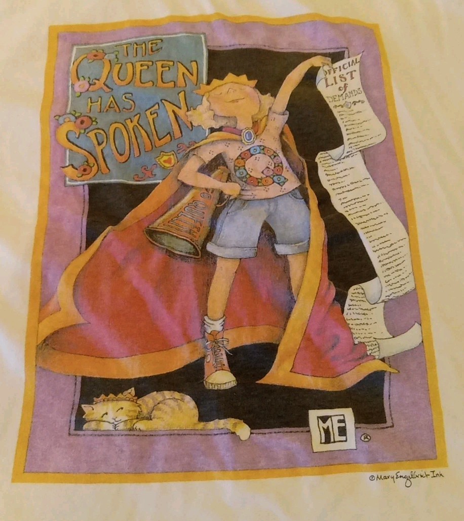 Mary Engelbreit The Queen Has Spoken Womens Size Large Graphic Tshirt 38″ Chest
