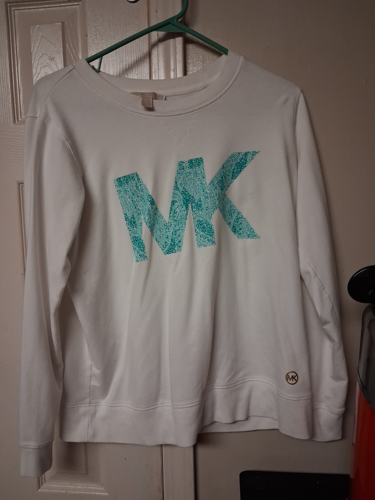 Michael Kors White & Turquoise Long Sleeve Size Medium