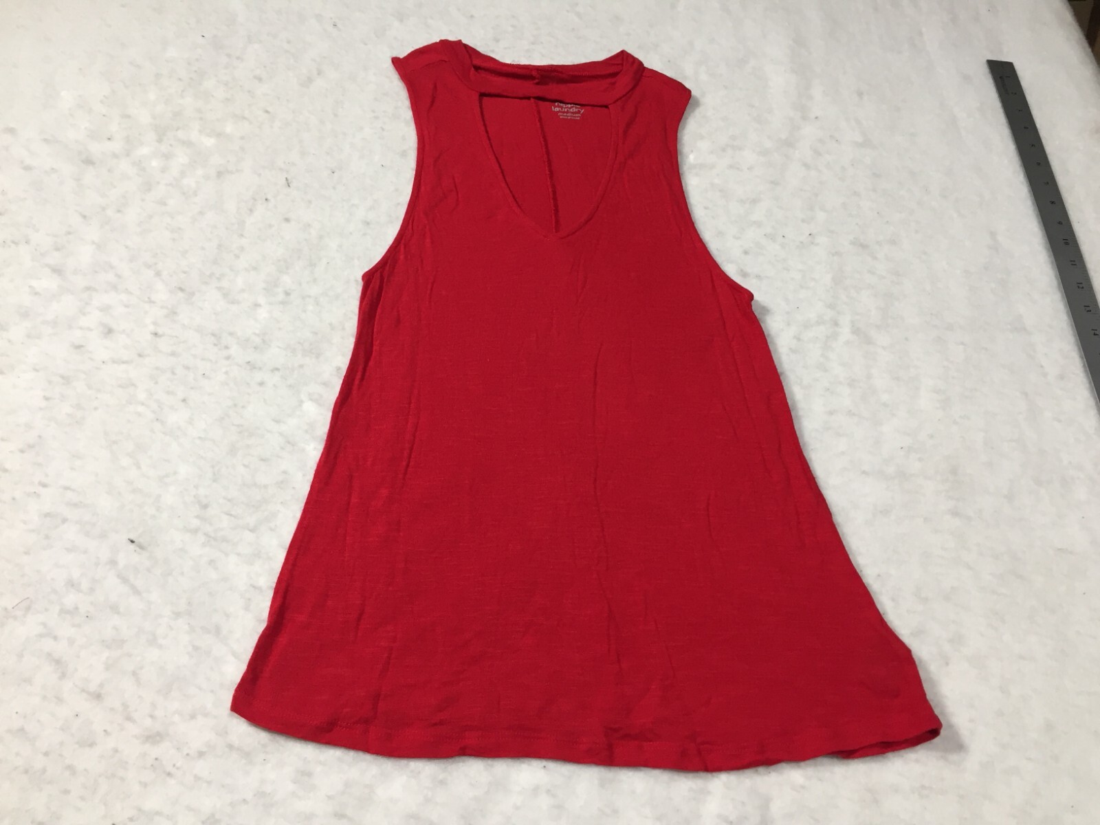 Hippie Laundry Tunic Tank Top Womens M Red Shoulder Crew Neck Keyhole