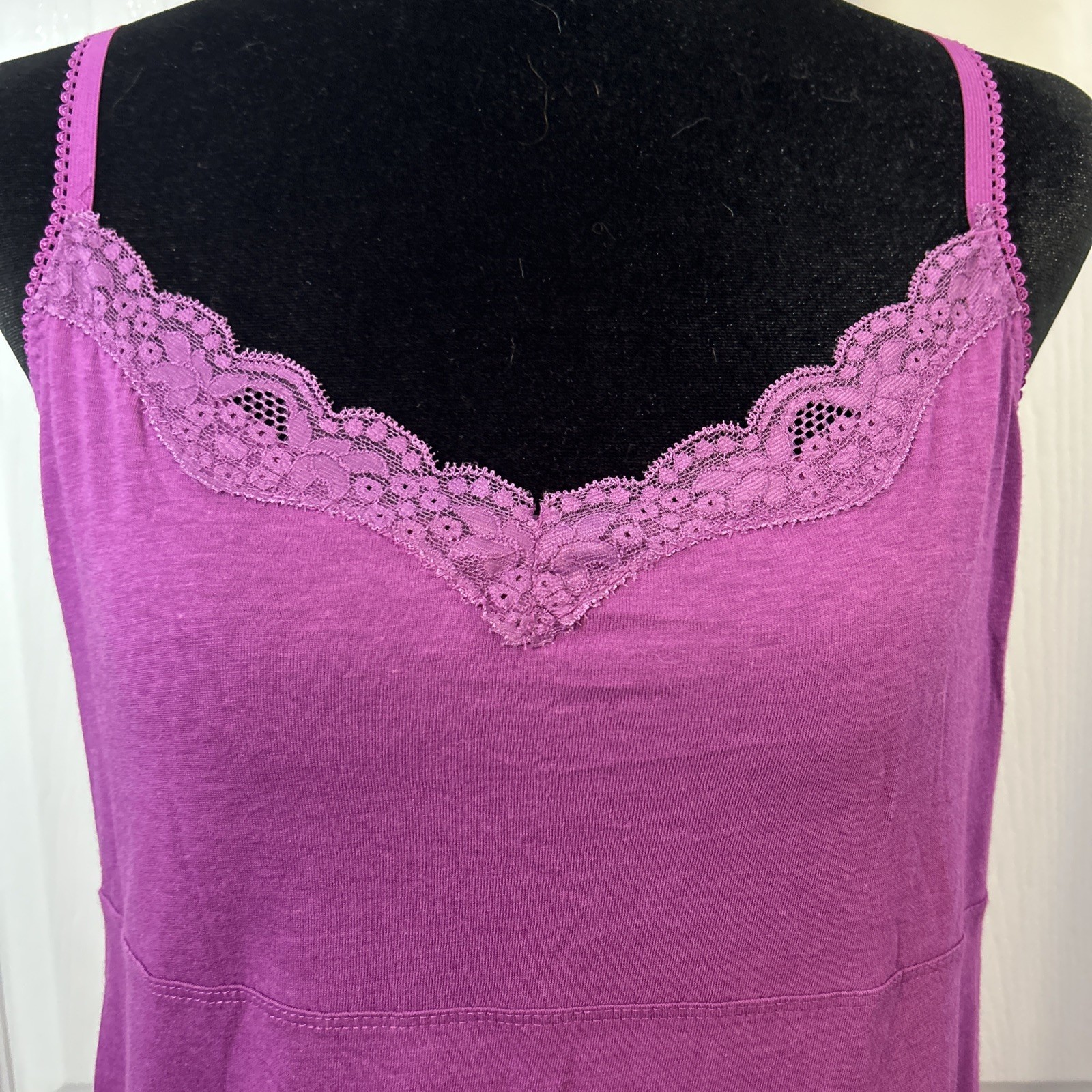 Elle Women Y2K Lace Trim Must Have Preppy Cami Size Large Purple 90s Classic