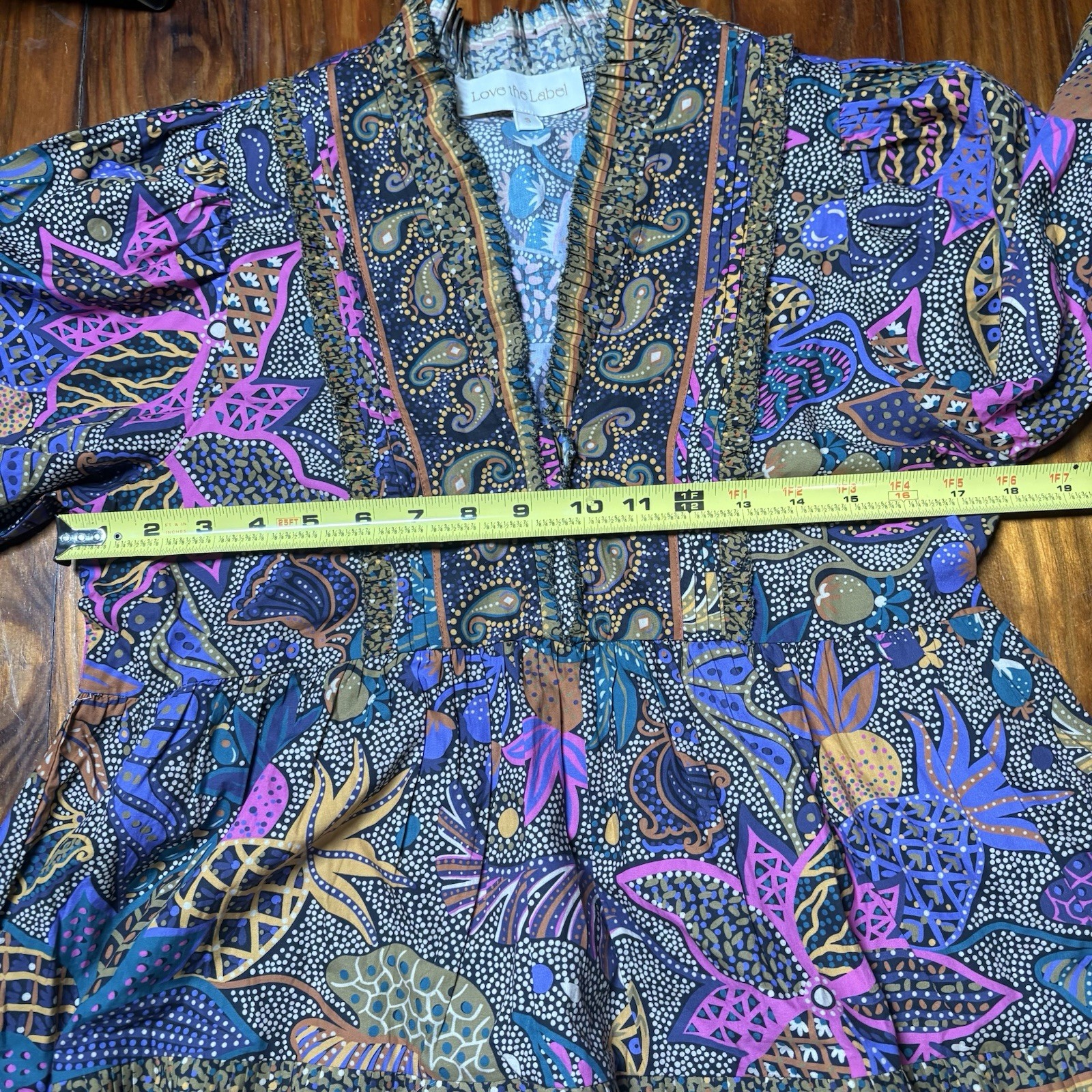 Love the Label Padma Floral Colorful Purple Art Funky Unique Sz S A1142
