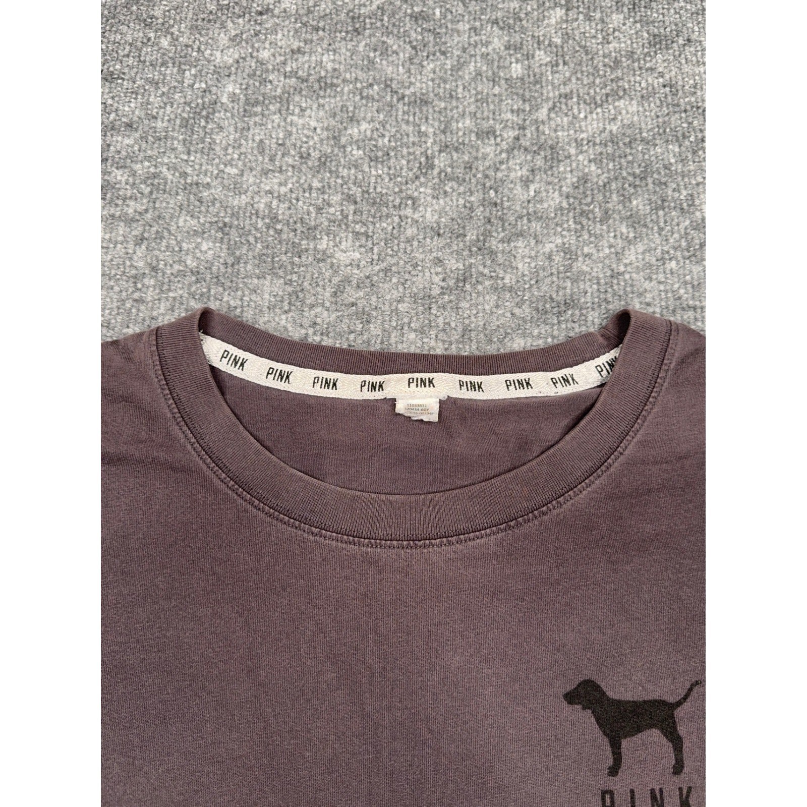 PINK Victoria’s Secret Spirit Jersey Women L Faded Plum Leopard Print Good Logo