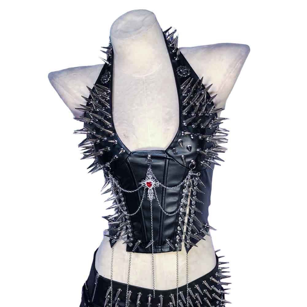 Goth Tops Spiked Gothic Tank Y2K Emo Clothing Punk Rock Clothes Vkei Grunge Q2