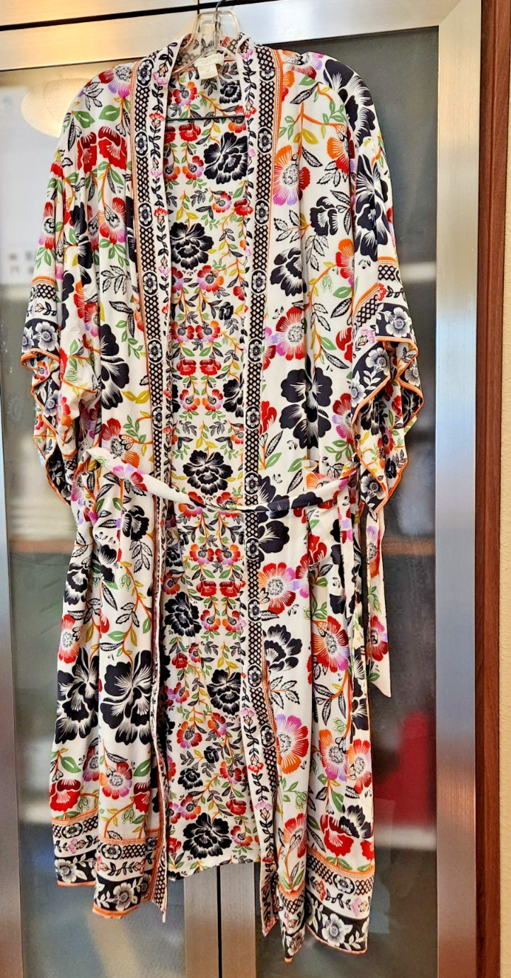 Cynthia Rowley Reversable Plus 3X Floral Kimono Duster Cover Up Belted Rayon