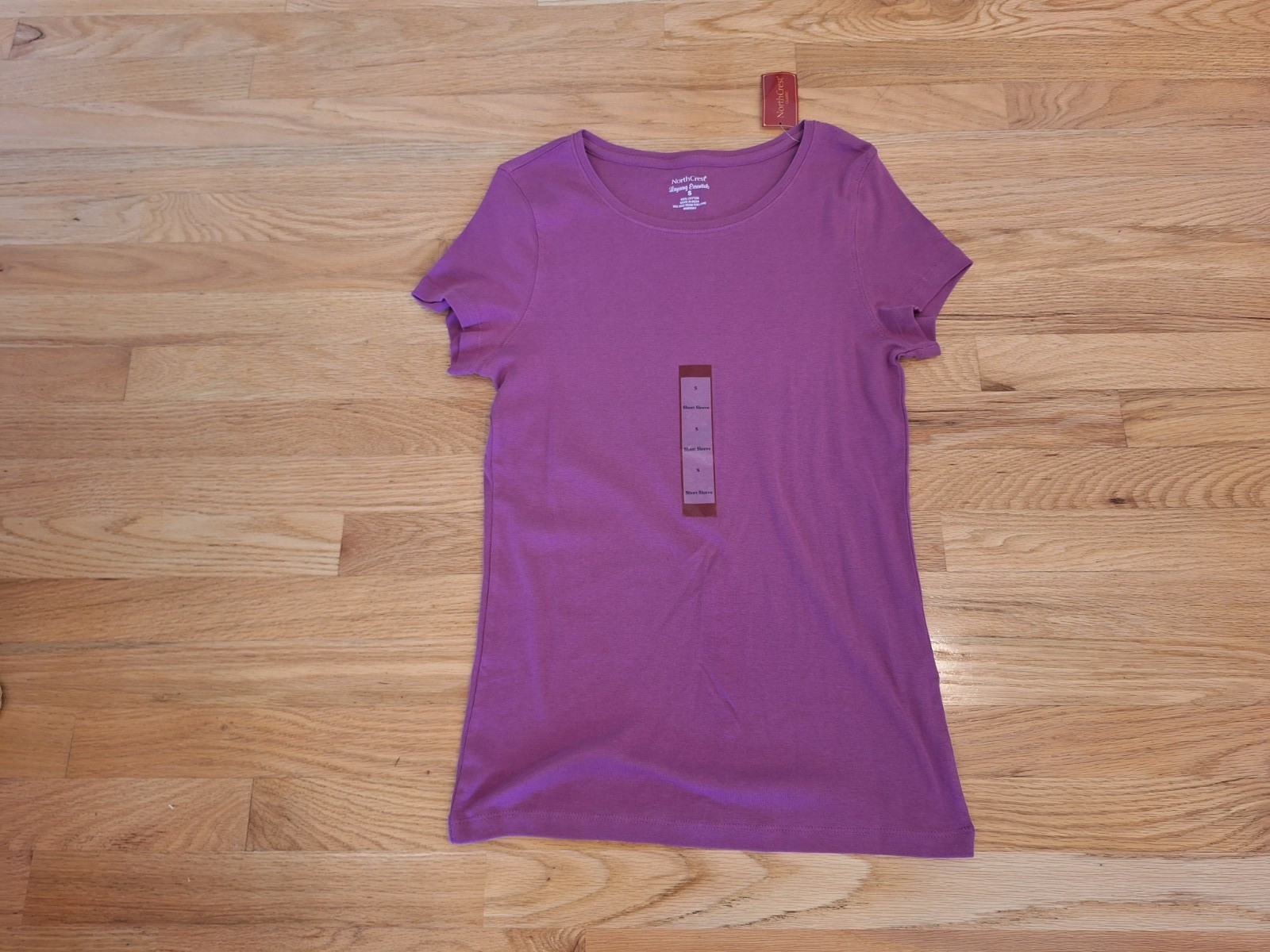 Womens Northcrest Short Sleeve Casual Crew Neck Tee Top Small S Purple Cotton