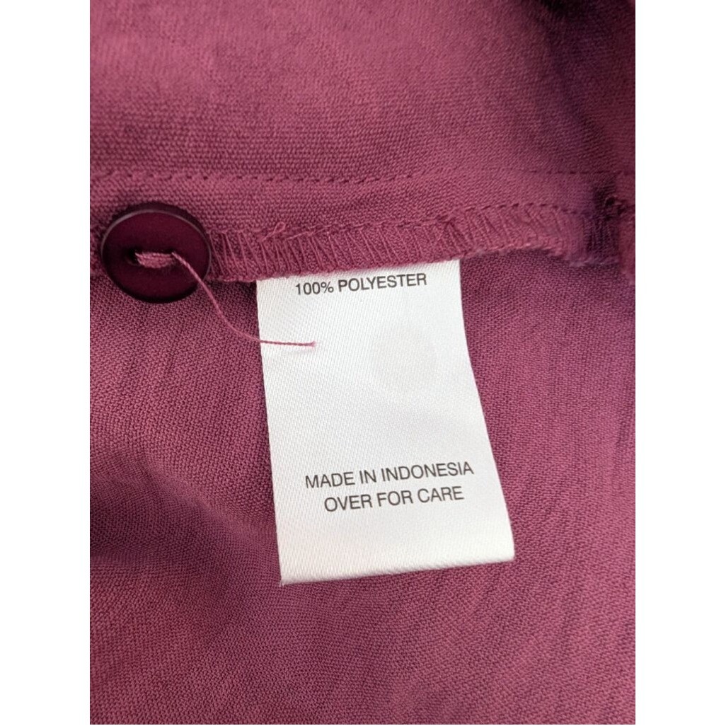 Mauve Roll Tab Sleeve Surplice Faux Wrap Blouse Top Sz M Office Minimalist Chic
