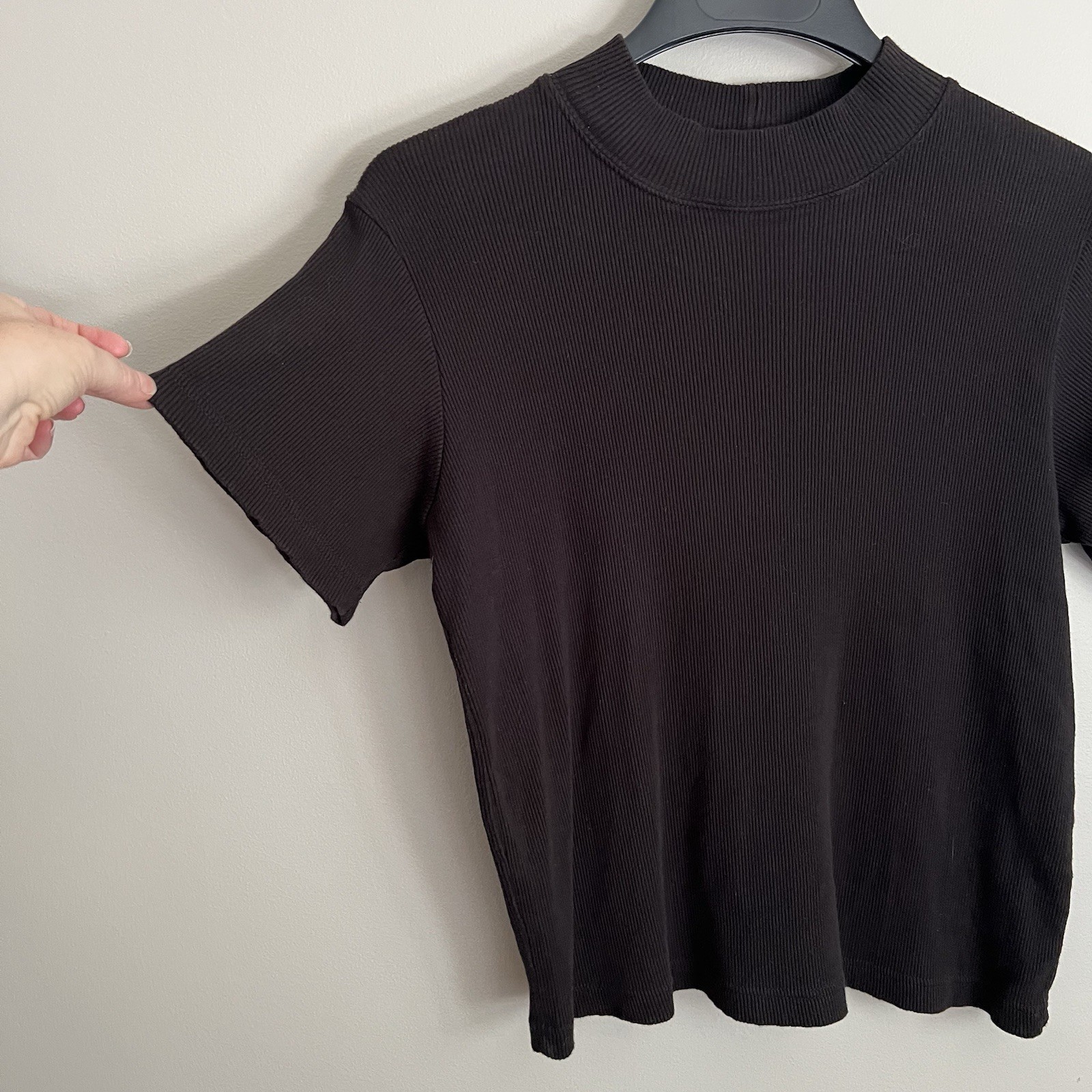 Vintage 90’s Minimalist J Jill Black Ribbed Cotton Top L Made USA Capsule Chic
