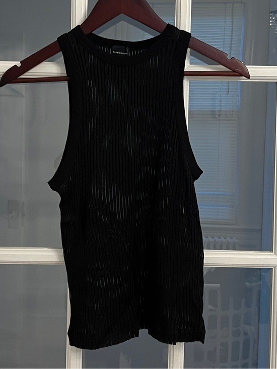 MASSIMO DUTTI STUDIO Women’s Black Open Knit Muscle Tank Top Size M
