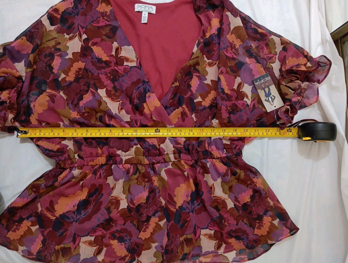 Sofia Jeans by Sofia Vergara Lined Multicolor Crossover Women Blouse Top Size XL