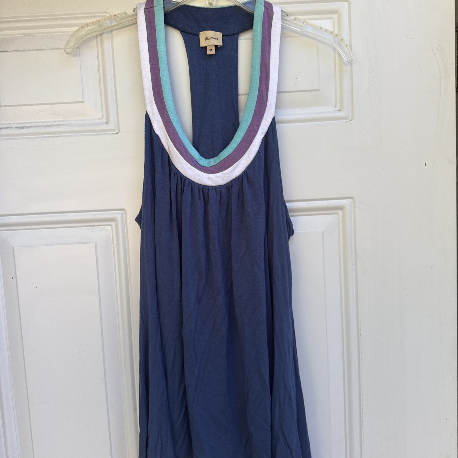 ANTHROPOLOGIE Ella Moss Sleeveless Top Racerback Halter Tank Blue Excellent Sz M