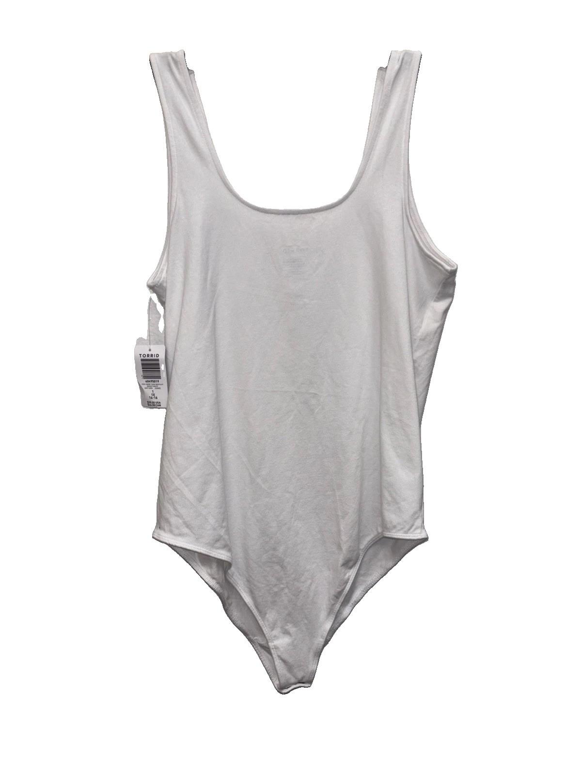 Torrid Women XL White Bodysuit High Cut Sleeveless Snaps New 1X 14 16 Stretch