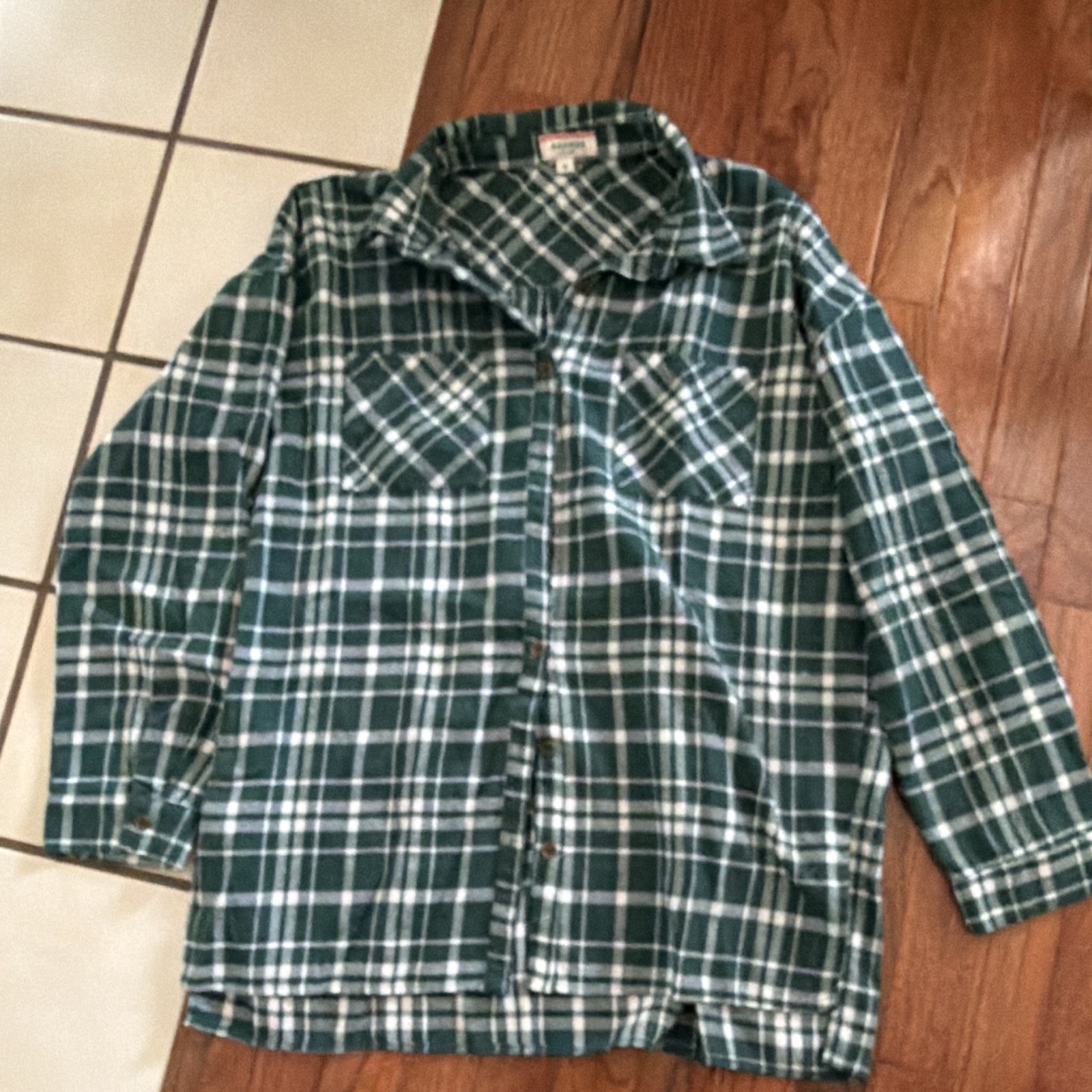 Andree by Unit Women’s Medium Green White Plaid Button Up Shirt Flannel Top M