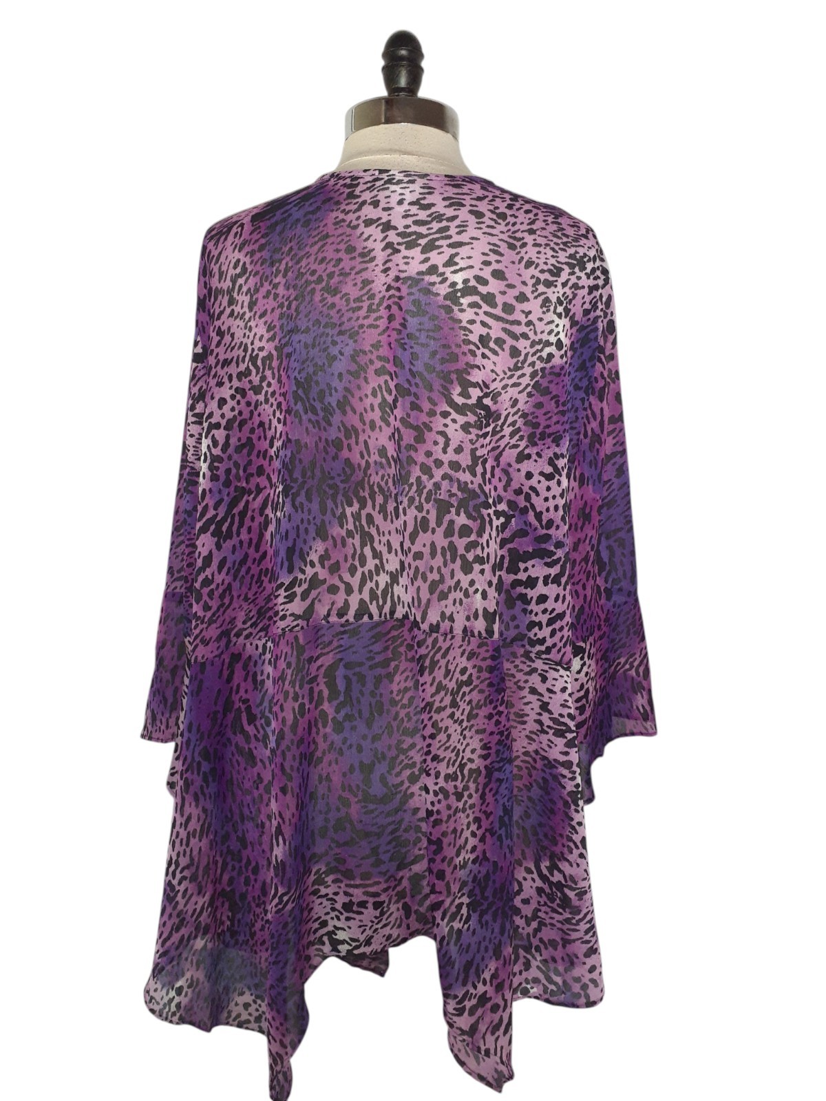 CATHERINES Plus Size 3X 26W 28W Jacket Cardigan Top Black Purple Animal Print
