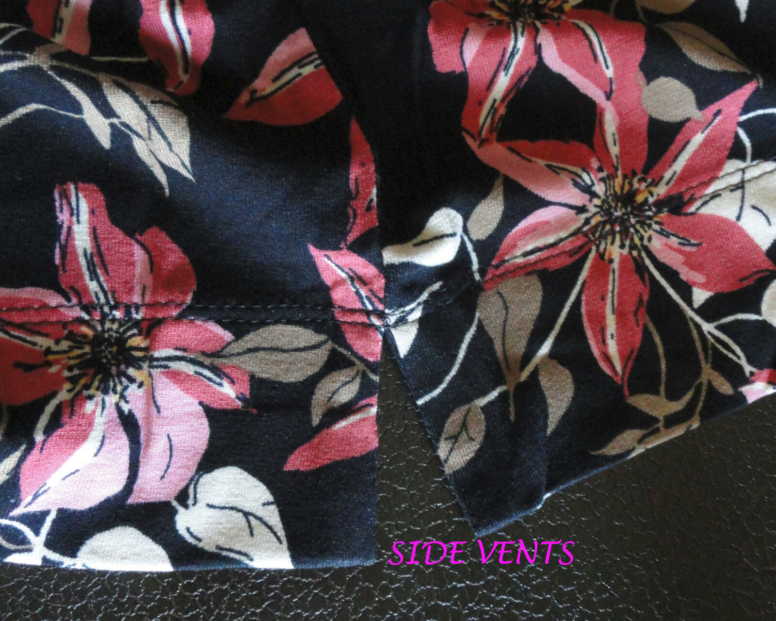 NWT J Jill Wearever Tunic 3/4 SL Black Pink Botanical Floral Lily $89 Sz LP