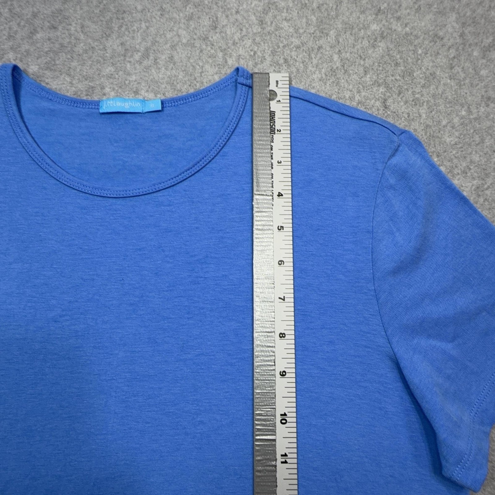J McLaughlin Tee Shirt Womens XL Blue Solid Short Sleeve Crewneck Stretch Top