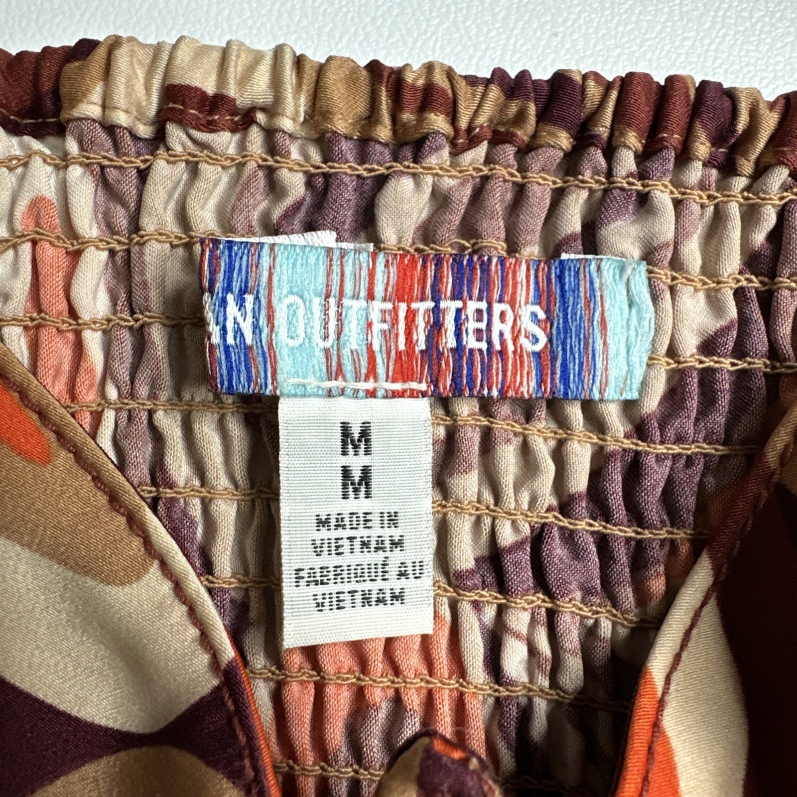 Urban Outfitters Karissa Swirl Corset Bustier Top Medium Orange Brown Retro 70s
