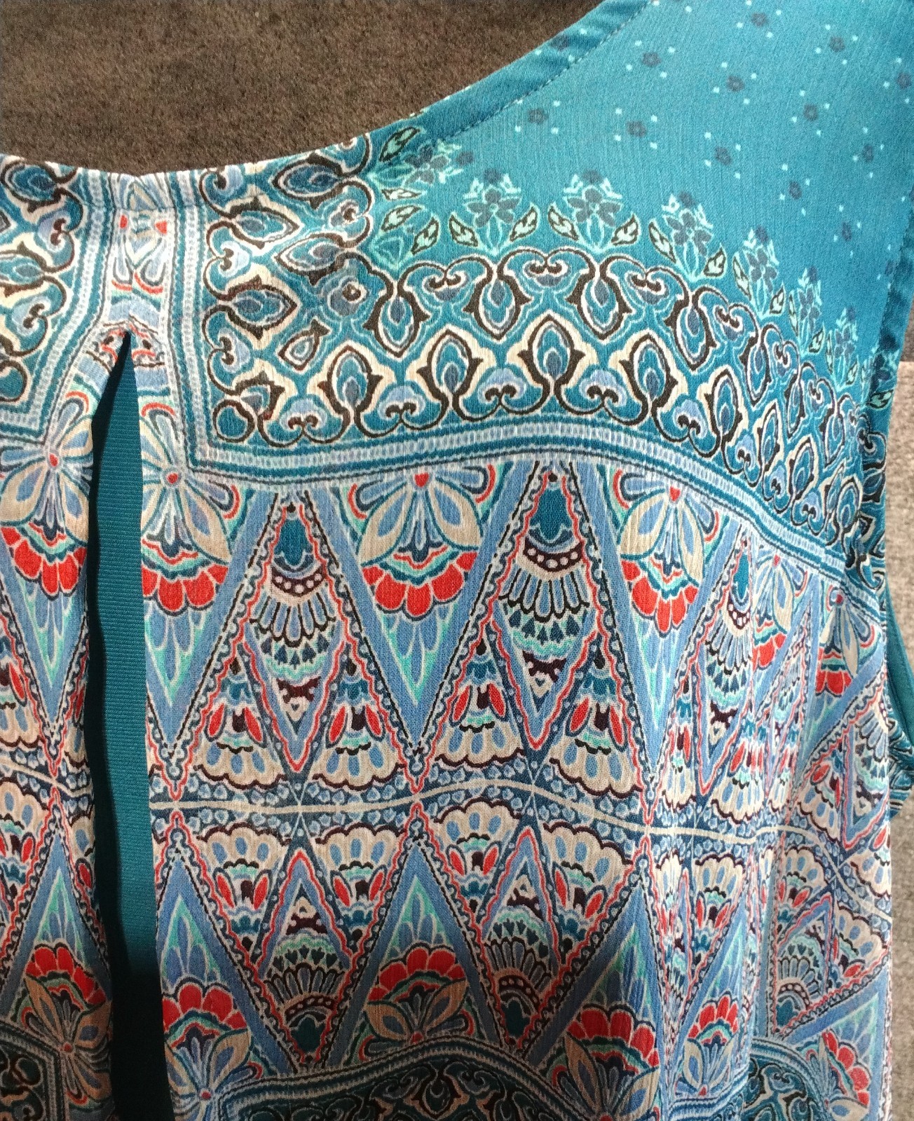 Cato Est. 1946 Tank Top Wmns Size 22/24 Boho Teal Two-In-One Layered Split Front