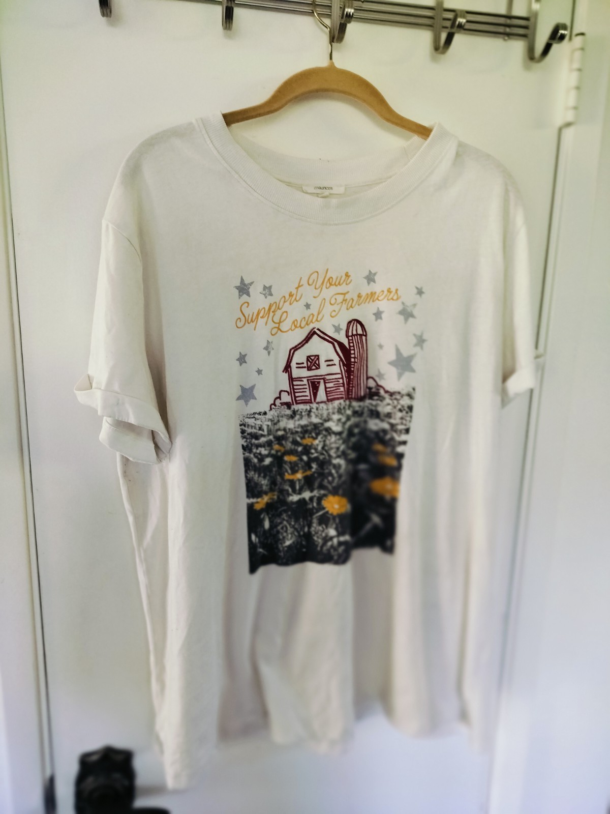 Maurices Farmhouse Graphic T-Shirt | “Support Your Local Farmers” Off-White Tee