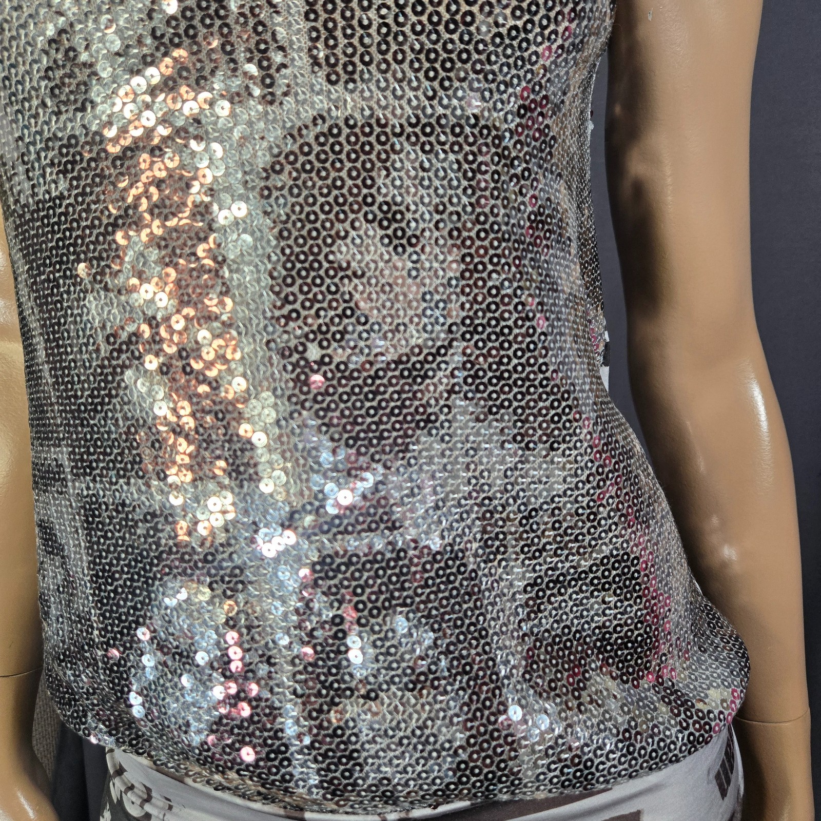 Vintage Y2k Photo Print Sequin Graphic Top Kate Moss Grunge Indie sleaze size S