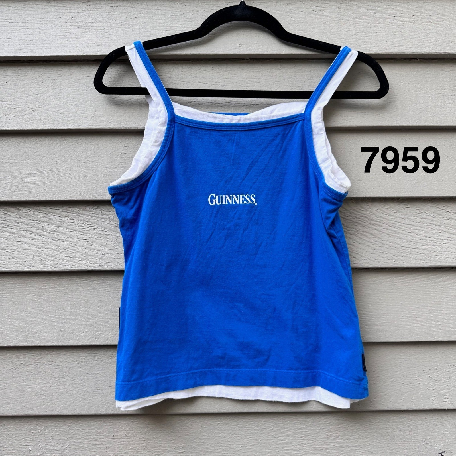 Guinness Official Merchandise Blue White Layered Cami Tank Top Size 10-12