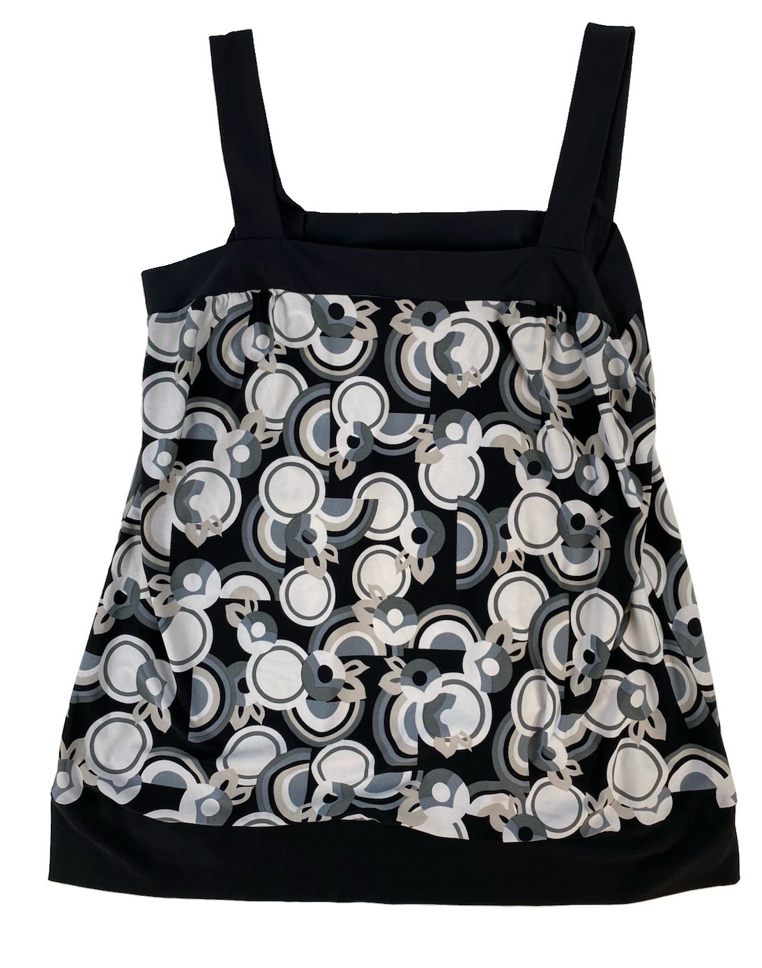 Essentials Women’s Square Neck Geometric-Print Tank Top Banded Hem Size L