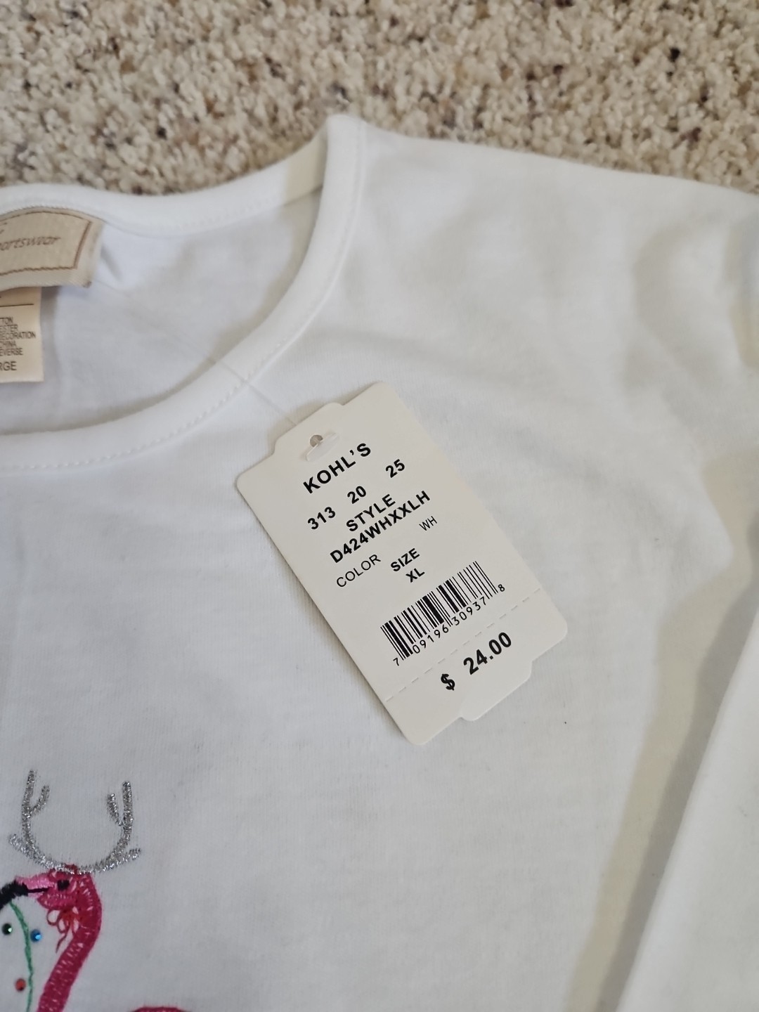 Vtg NWT M&C Sportswear Embroidered Flamingos Christmas Long Sleeve Shirt Sz XL
