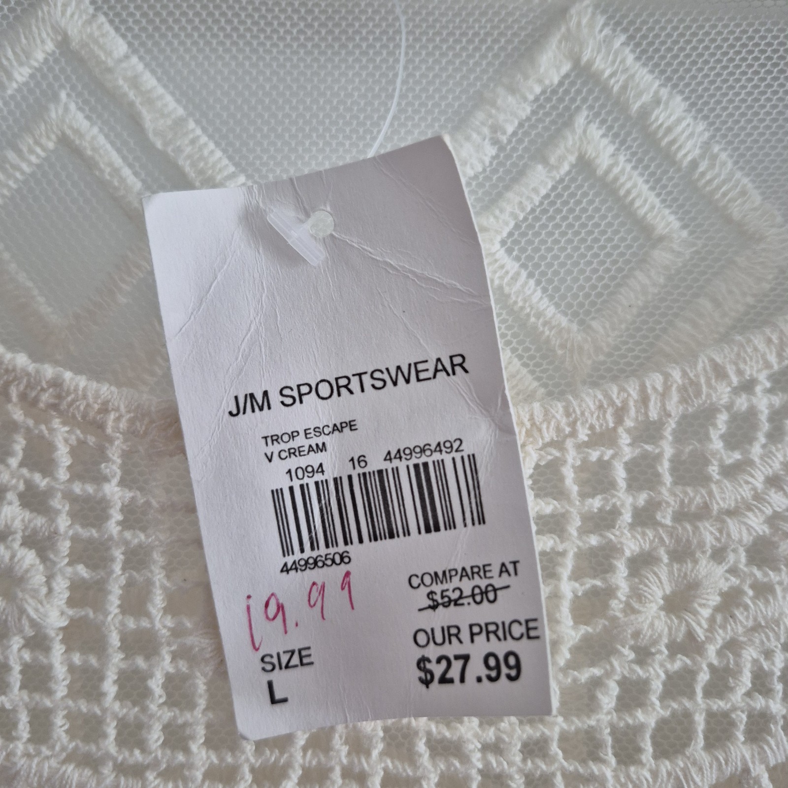 NWT Cato Cream Lace Mesh Crochet Sheer Top Boho Festival Blouse Womens Large