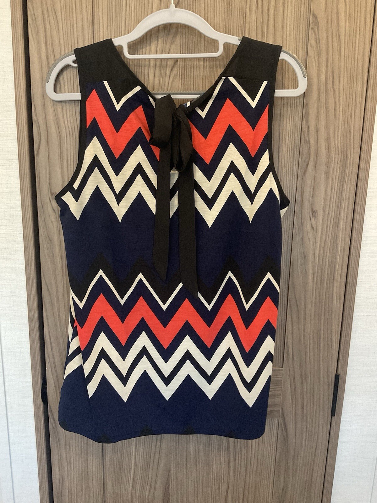 Corvia Womens Sleeveless Round Neck Tie Back Neck Blouse Size L
