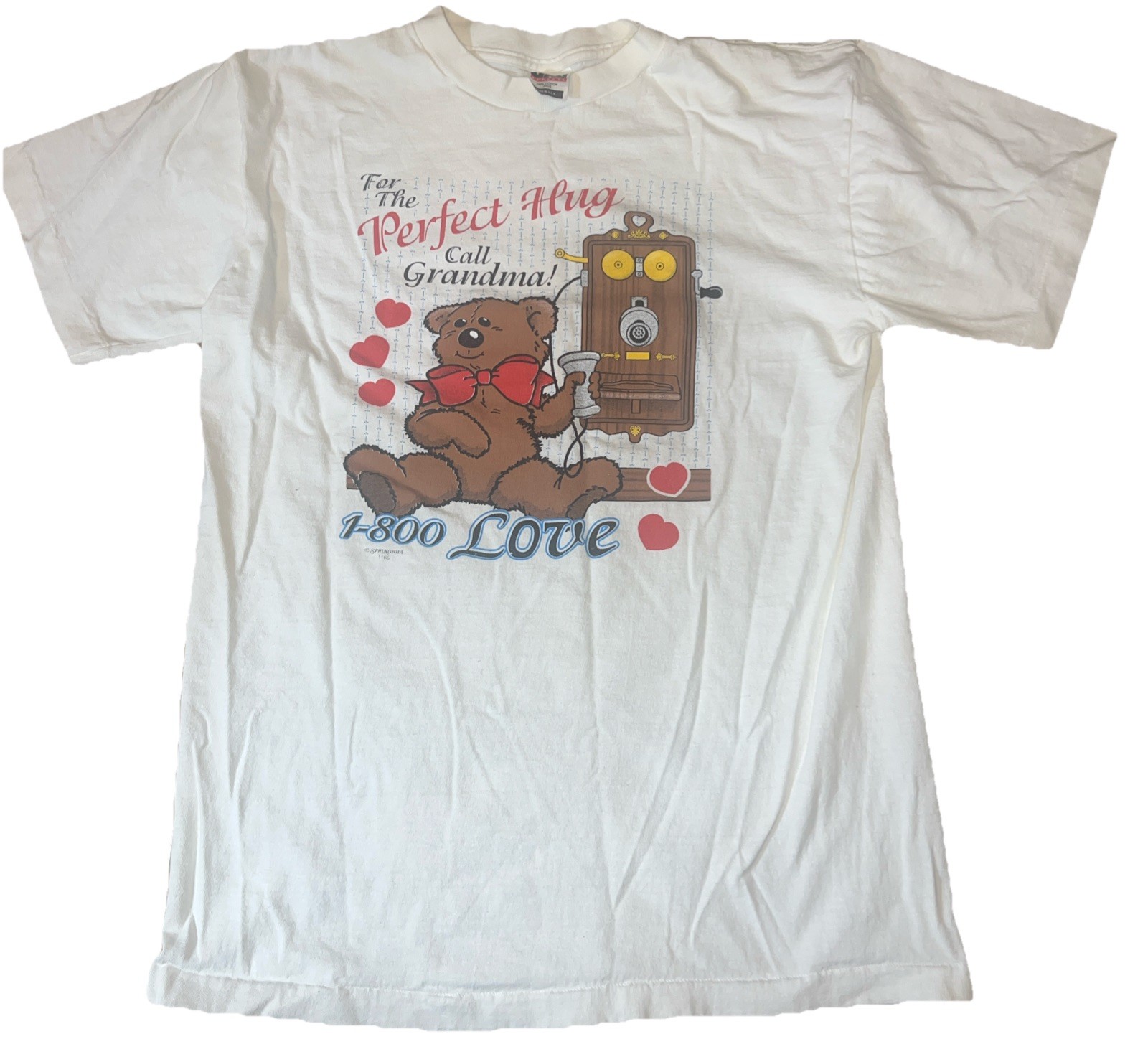 Vintage Single Stitch Made In USA T-shirt “for The Perfect Hug Call Grandma!”
