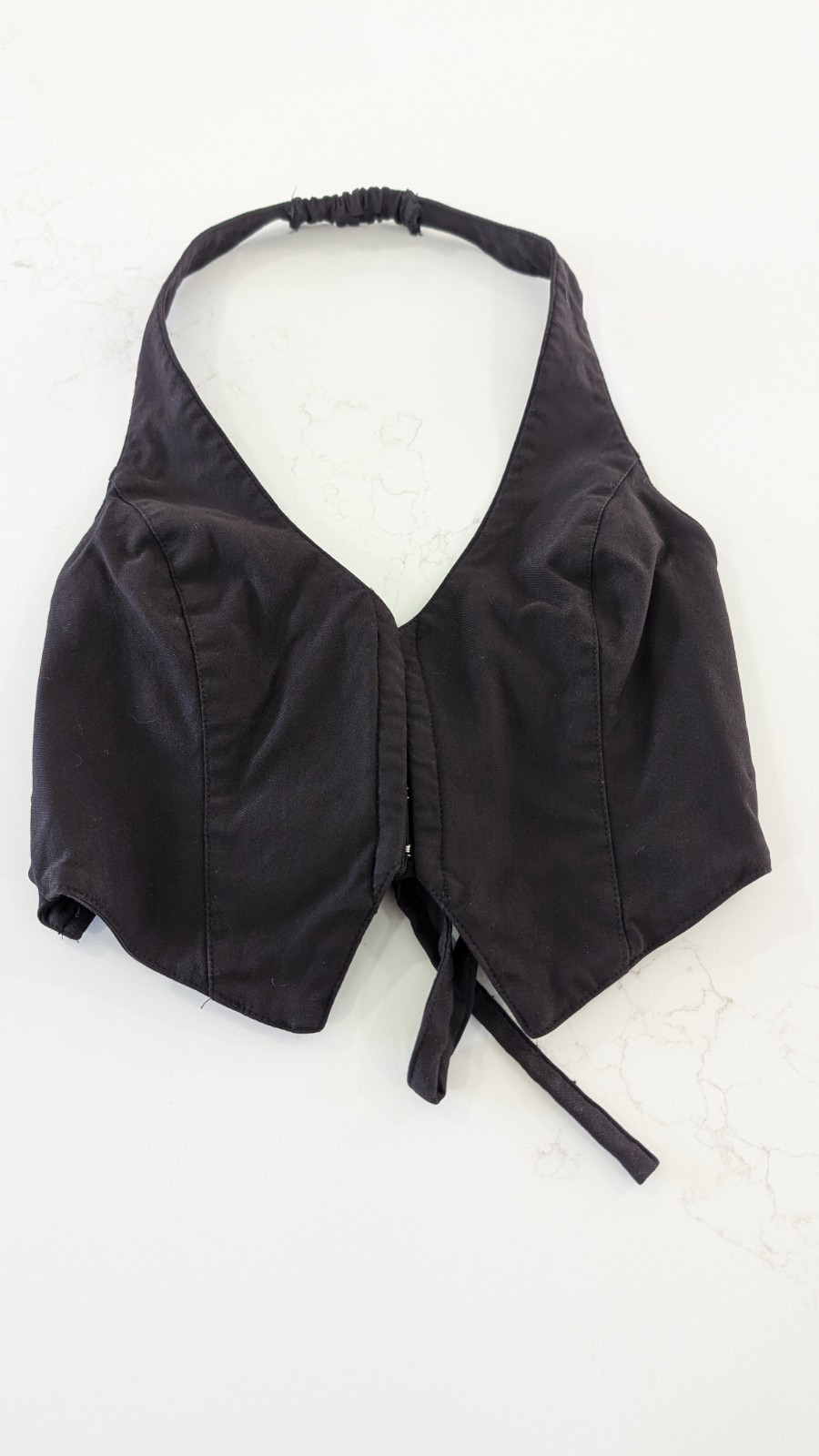 Garage Halter Vest Top XS Black Cropped Tie Back Hook & Eye Y2K Waistcoat