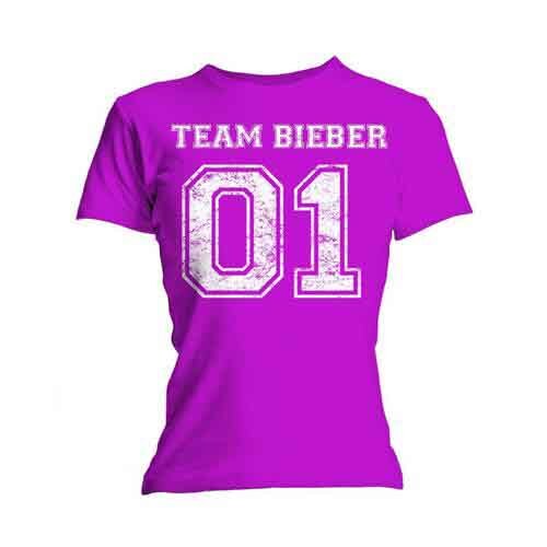 Justin Bieber Team Bieber Short Sleeve Tee Pink New