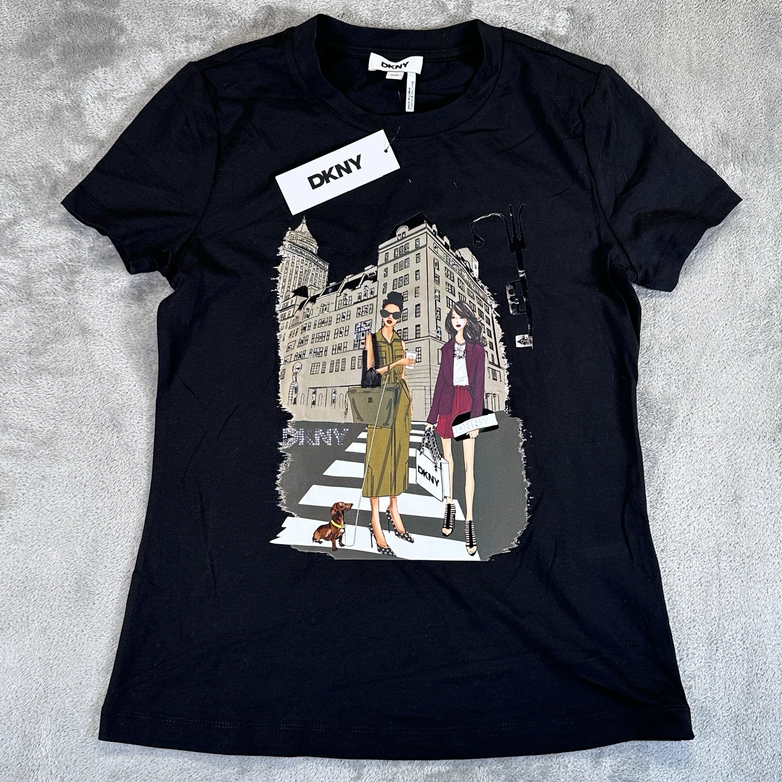DKNY Women’s Short Sleeve Graphic T-Shirt Size XXSmall Black