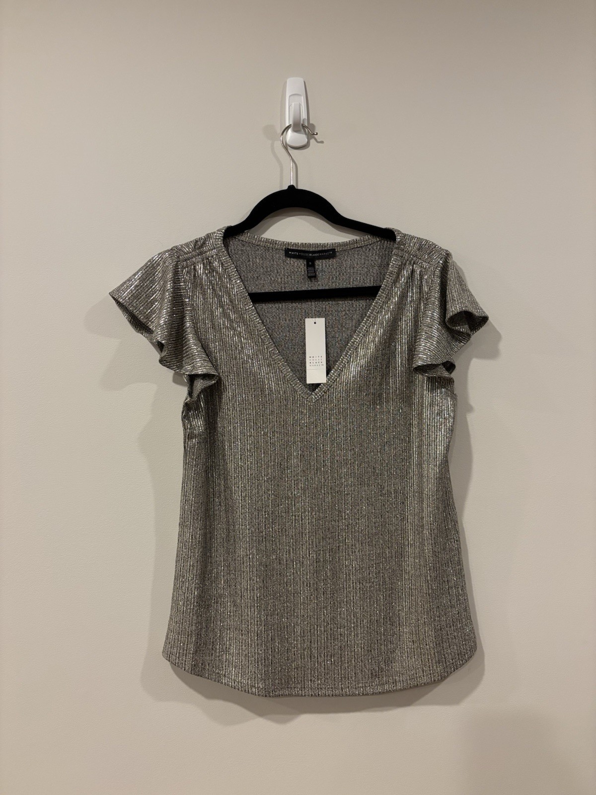 NWT White House Black Market Glamgetter Tee Gold Foil Shiny Women’s Small