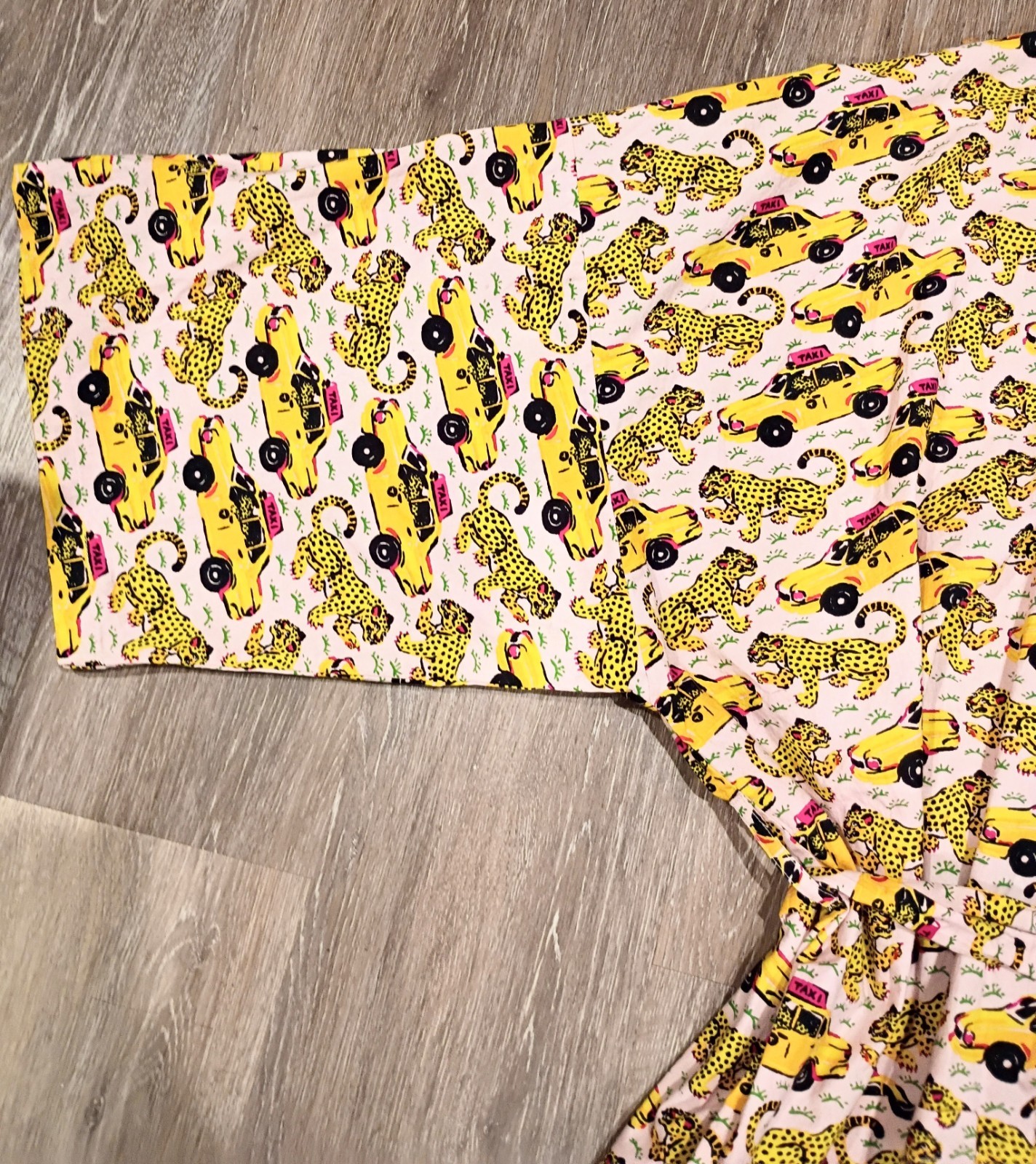 PRINT FRESH SZ 3/4X PLUS TAXI PLEASE/LEOPARDS ORGANIC COTTON ROBE KIMONO RARE
