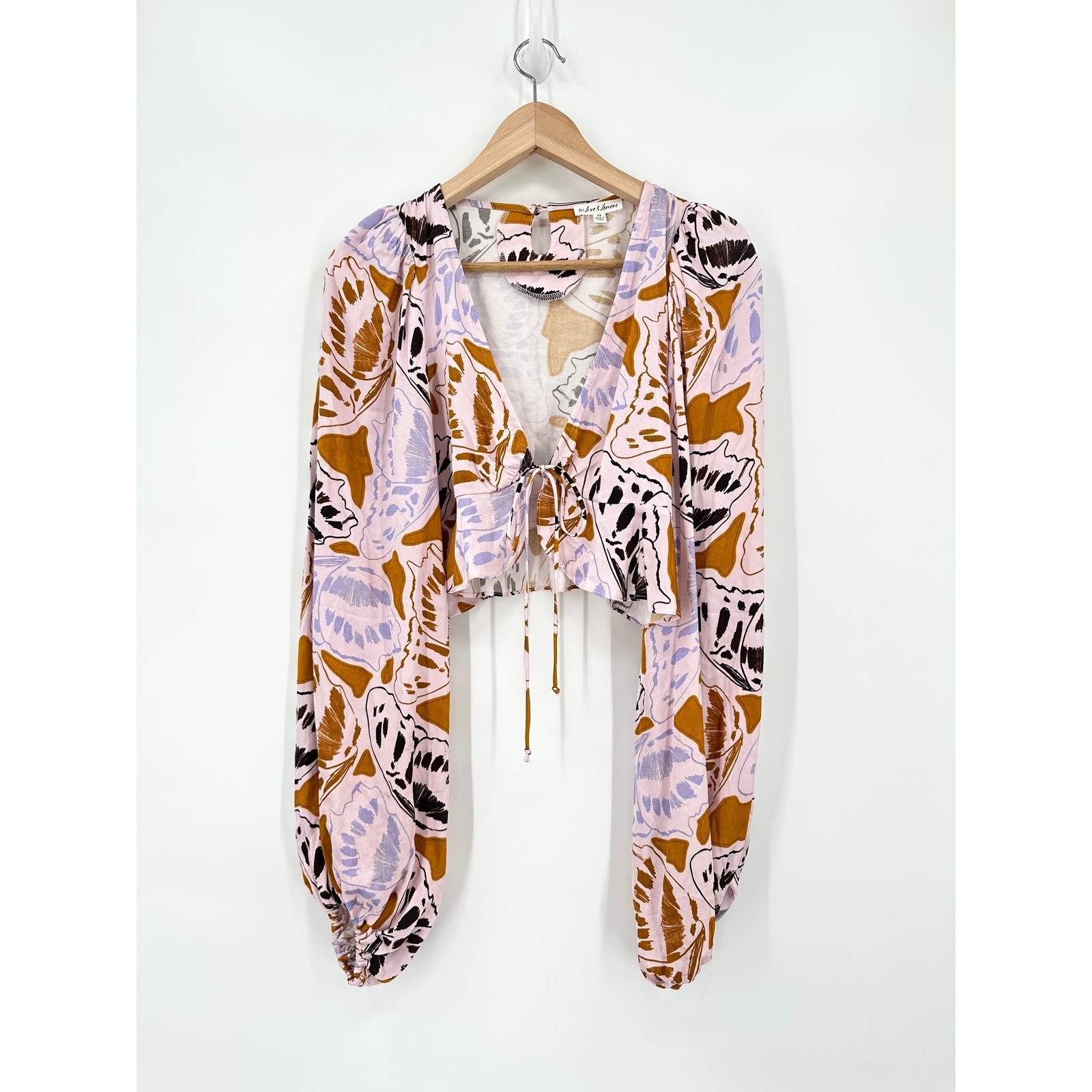For Love and Lemons Esmerelda Crop Top in Orange Butterfly Wrap Blouse Women XS