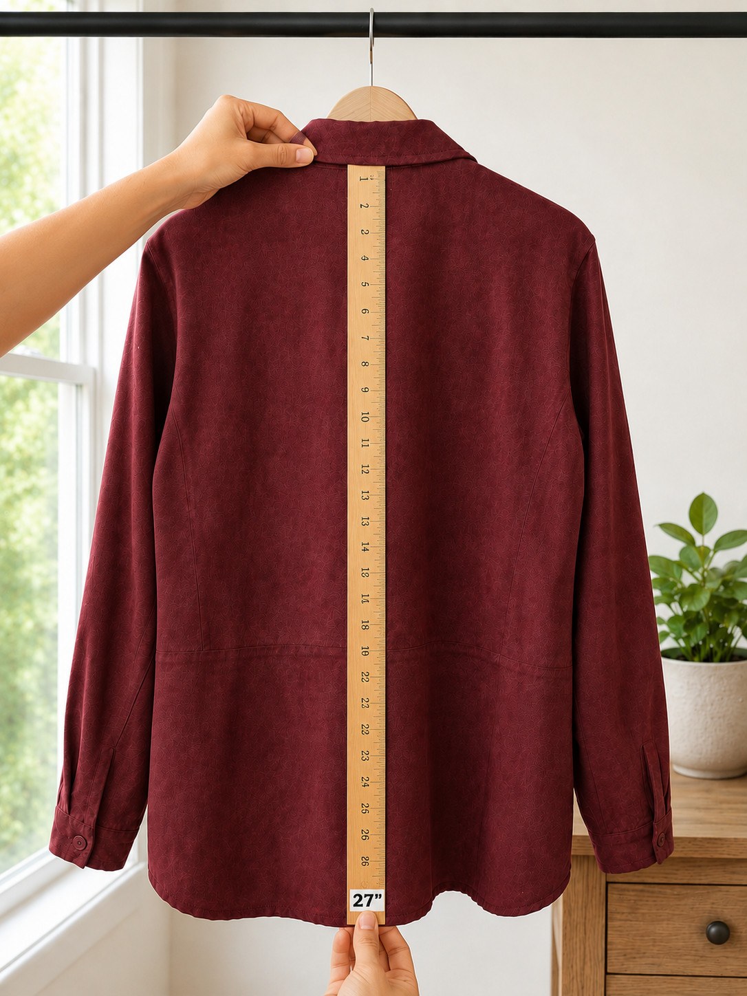 Burgundy Faux Suede Shirt Jacket/Cathy Daniels