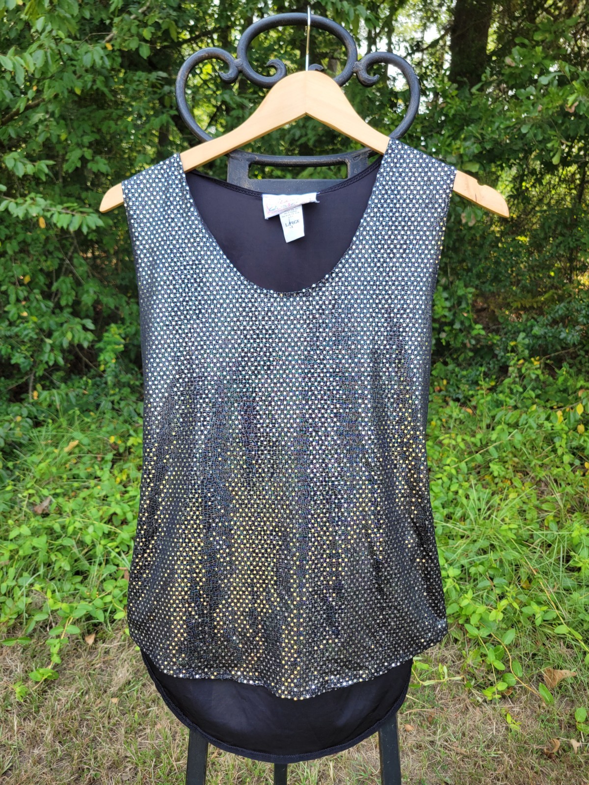 Panhandle Black Sequin Tank Top Women’s – L